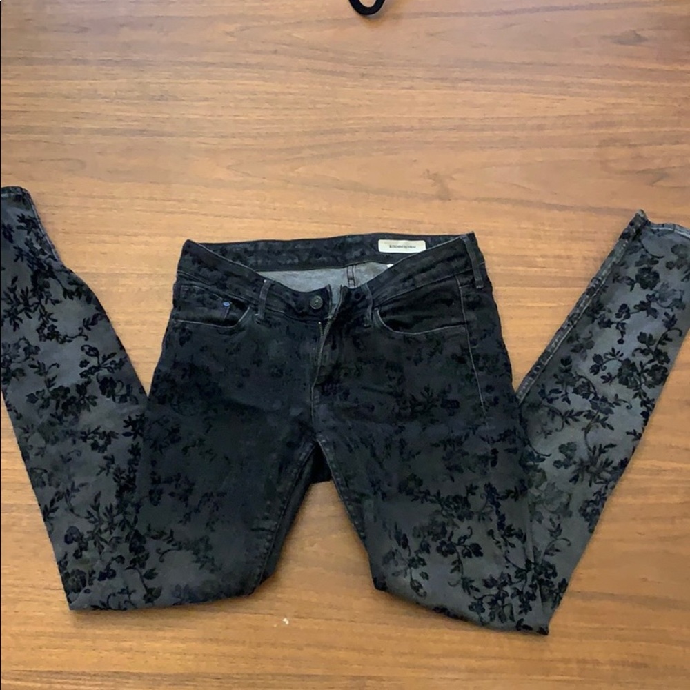 Black floral jeans